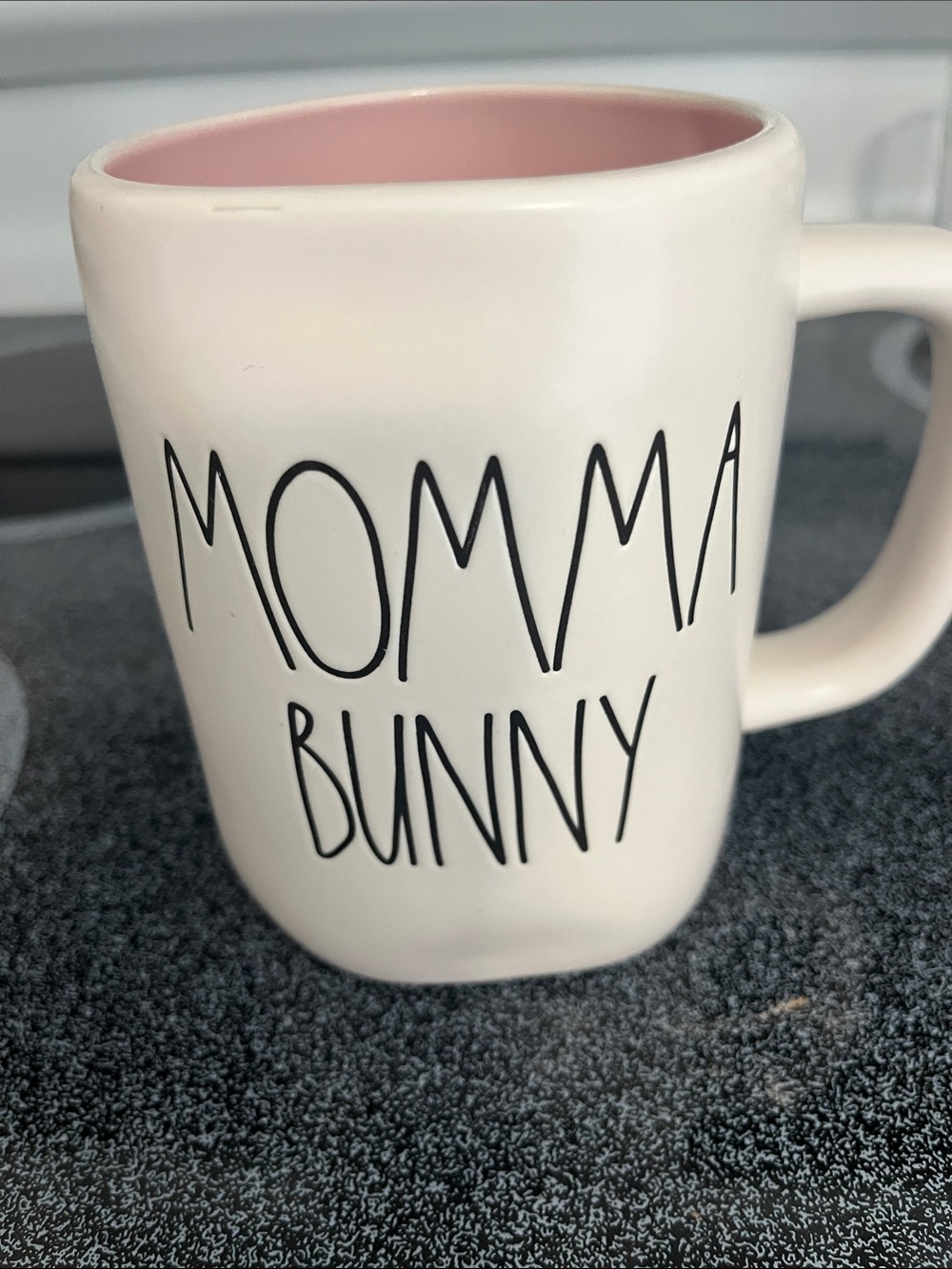 Ray Dunn collectible Momma Bunny Pink Interior Ceramic Coffee Mug cup